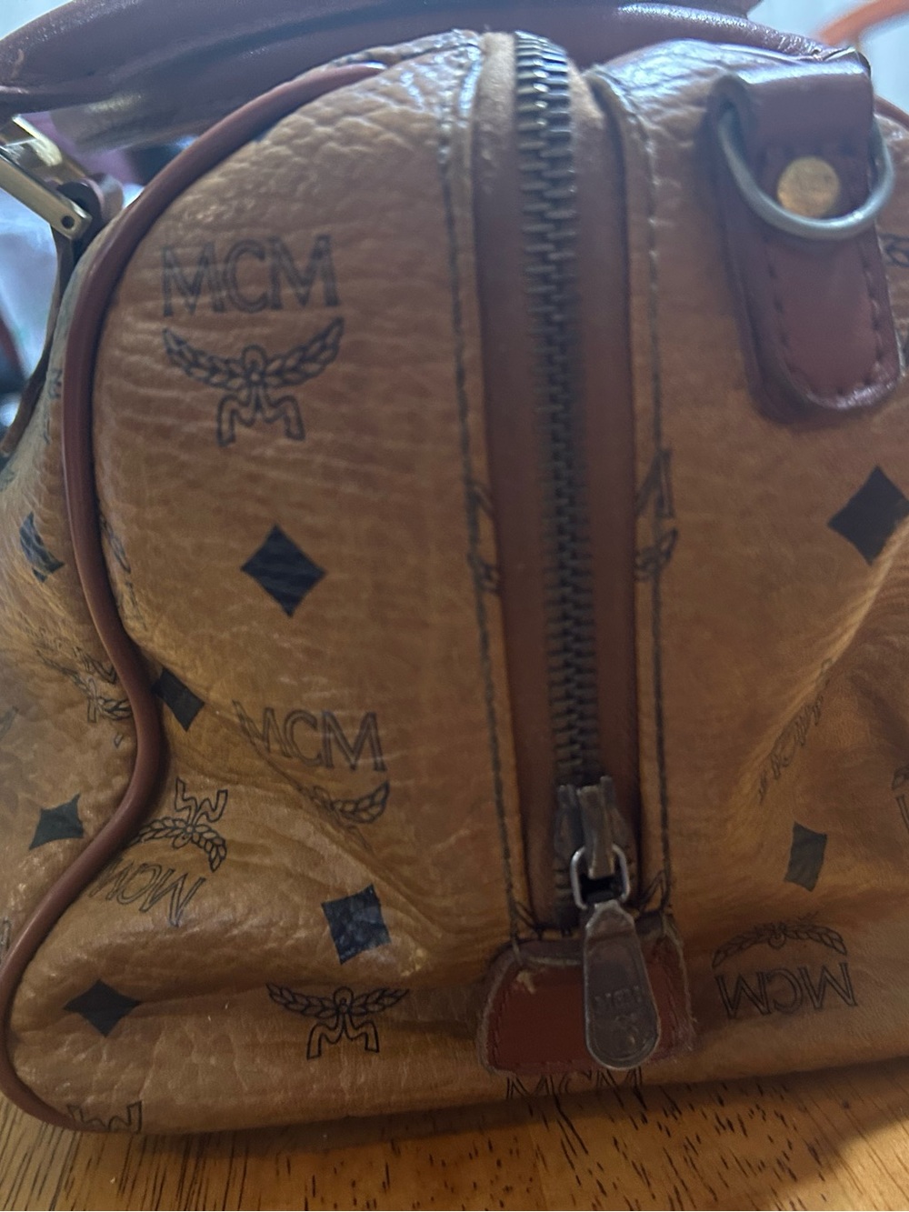 MCM Tan Visetos Monogram Satchel with Brown Handles 13x8x7 (read descript) - Picture 5 of 15